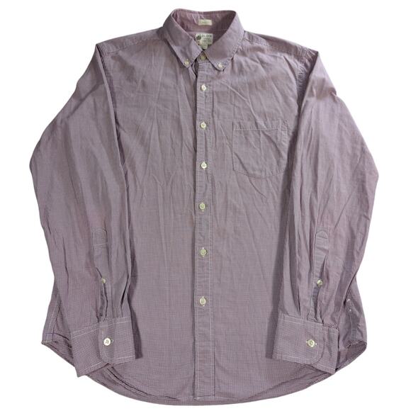 J Crew Tailored Fit Gingham Button Down Shirt Purple 100% Cotton M - Picture 1 of 10
